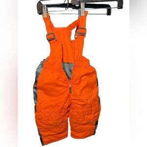 Baby Winter Orange and Gray Kids Ski Bib Overalls Snow Pants Size 6-9 Months